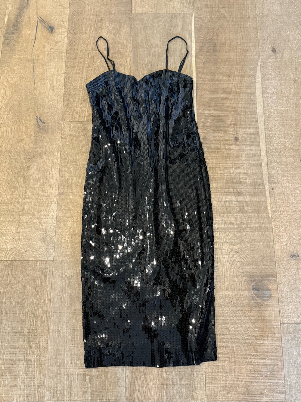 Express Black Sequin Spaghetti-Strap Midi Dress